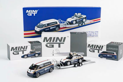 1/64 Mini GT S0019 Porsche 911 Dakar #718 VW ID. Buzz Trailer Set