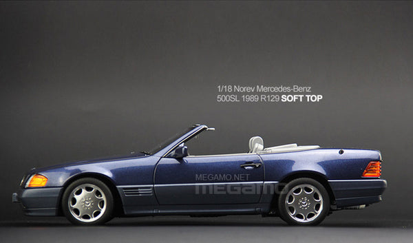 1/18 Norev Mercedes-Benz W129 R129 SL500 Convertible 1989 Blue Soft-To ...
