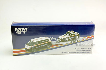 1/64 Mini GT S0019 Porsche 911 Dakar #718 VW ID. Buzz Trailer Set