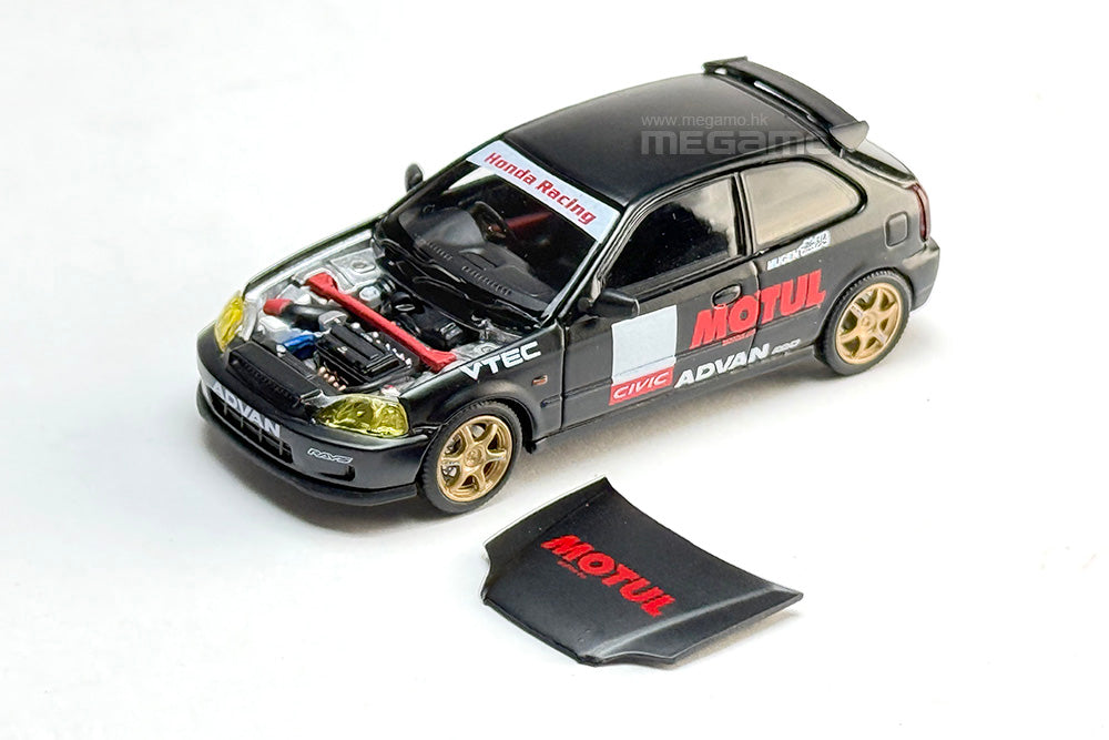1/64 Motorhelix Honda Civic Type R EK9 Customized Motul Livery Openable Engine Cover Diecast Model