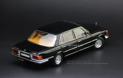 1/18 Norev Mercedes-Benz 450 SEL 6.9 W116 1976 Black Silver Diecast fully open
