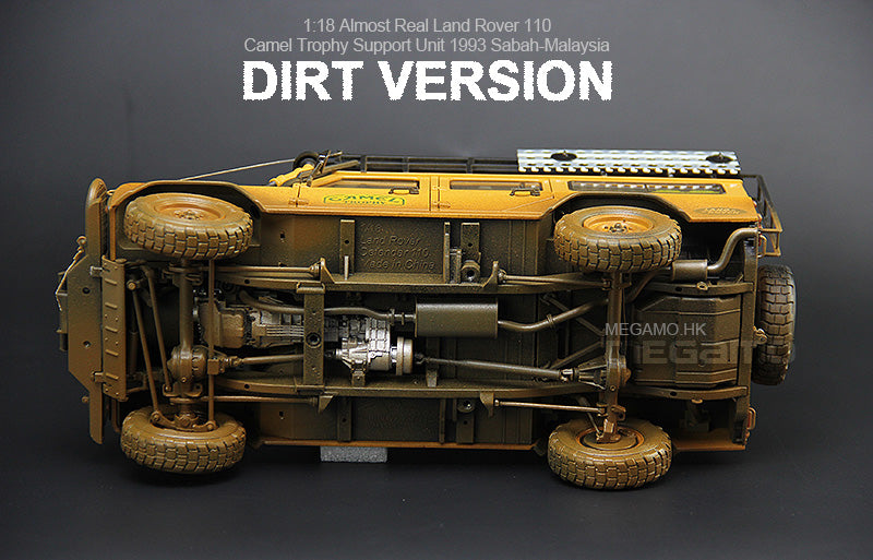 1/18 Almost Real Land Rover Defender 110 Camel Trophy Malaysia Sabah 1993 Dirt Version Full Open Diecast Model