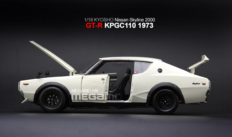 1/18 Kyosho Nissan Skyline 2000 GT-R GTR KPGC 110 White Wide Wheels RHD