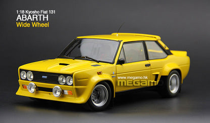 1:18 Kyosho Fiat 131 Abarth Yellow Wide Body Version with Wide Tyre Diecast Full Open Model