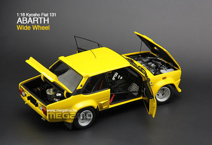 1:18 Kyosho Fiat 131 Abarth Yellow Wide Body Version with Wide Tyre Diecast Full Open Model