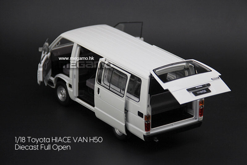 1/18 Toyota Hiace H50 Van 1982 White RHD LHD Diecast Full Opening