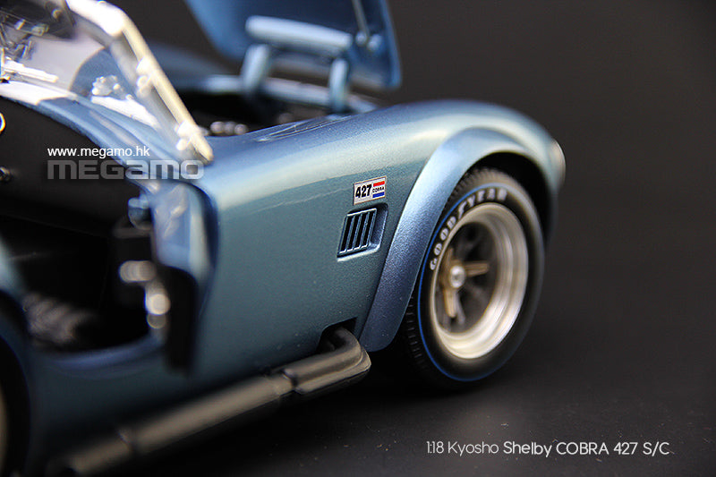 1/18 Kyosho Shelby Cobra 427 S/C Saphire Blue Silver Dark Blue Diecast Full Open