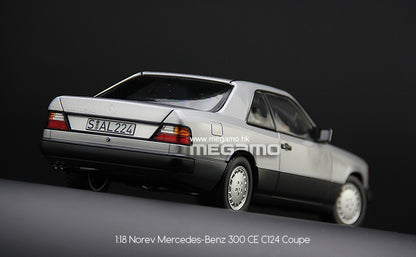 1/18 Norev Mercedes-Benz 300 CE 1990 Silver C124 Coupe Diecast Full Open