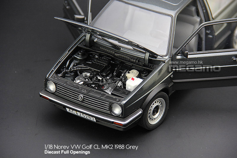 1/18 Norev Volkswagen VW Golf CL 1988 MK2 Grey Diecast Full Openings
