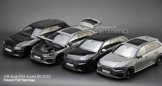 1/18 AUTOKOL Audi RS4 Avant B9 2022 Touring Sebring Black Nardo Grey Diecast Full Opening Kengfai