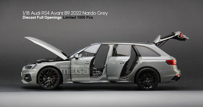 1/18 AUTOKOL Audi RS4 Avant B9 2022 Touring Sebring Black Nardo Grey Diecast Full Opening Kengfai