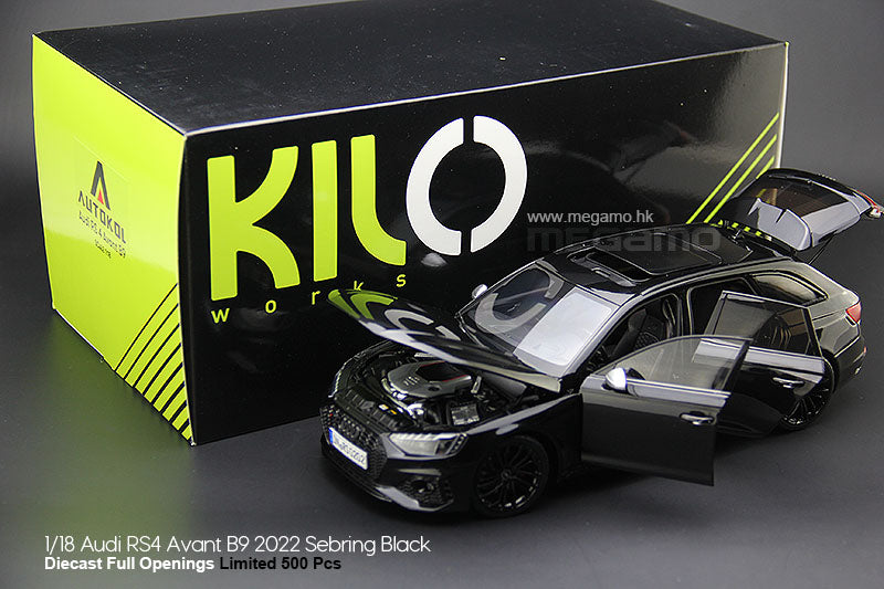 1/18 AUTOKOL Audi RS4 Avant B9 2022 Touring Sebring Black Nardo Grey Diecast Full Opening Kengfai