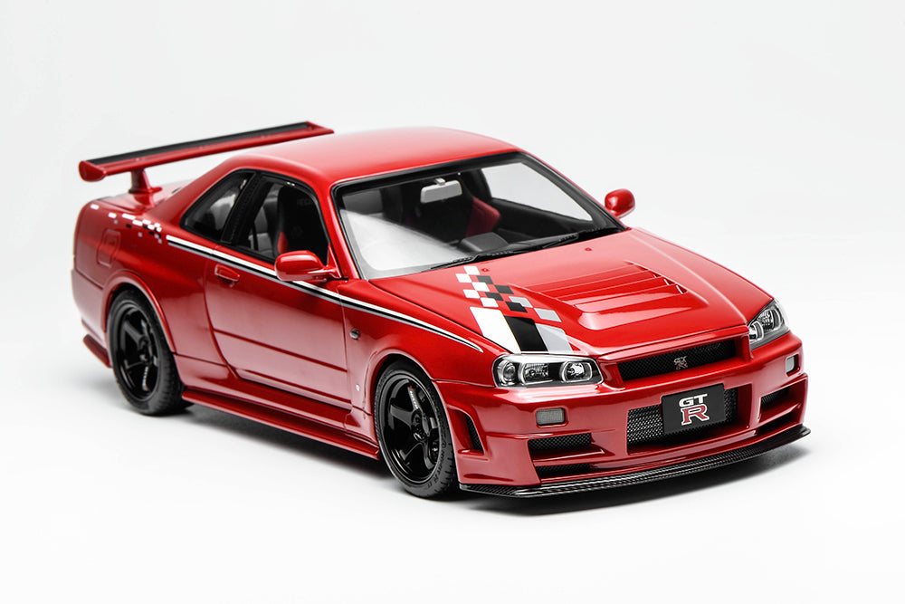 1/18 Motorhelix Nissan Skyline GT-R R34 Nismo CRS Red Diecast Full