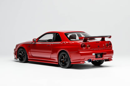 1/18 Motorhelix Nissan Skyline GT-R R34 Nismo CRS Red Diecast Full Open Ltd 499 Pcs