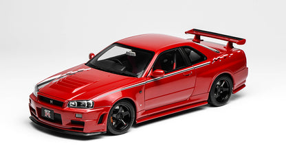 1/18 Motorhelix Nissan Skyline GT-R R34 Nismo CRS Red Diecast Full Open Ltd 499 Pcs