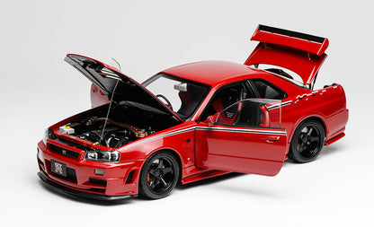 1/18 Motorhelix Nissan Skyline GT-R R34 Nismo CRS Red Diecast Full Open Ltd 499 Pcs