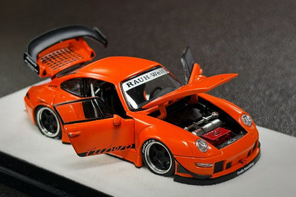 Pre Order 1/64 PGM Porsche RWB 993 Orange Full Open Diecast Model