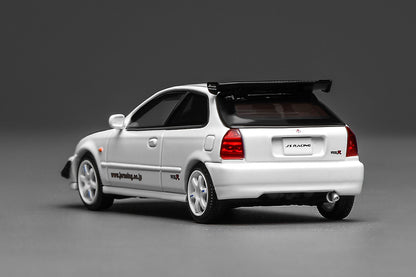 1/64 Motorhelix Honda Civic Type R EK9 J's Racing Livery White Openable Engine Cover Diecast Model