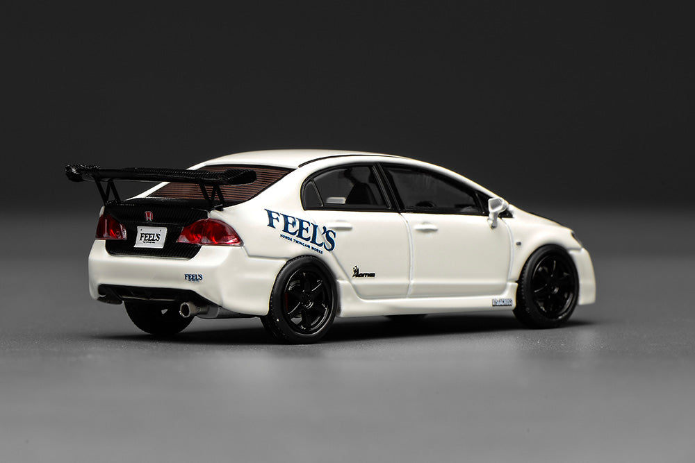 Pre Order 1/64 Motorhelix Honda Civic Type R FD2 FEEL's Livery White Openable Engine Cover Diecast Model