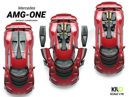 1/18 Kilo Mercedes AMG-ONE 2023 Red 3 Openable Diecast Model KengFai