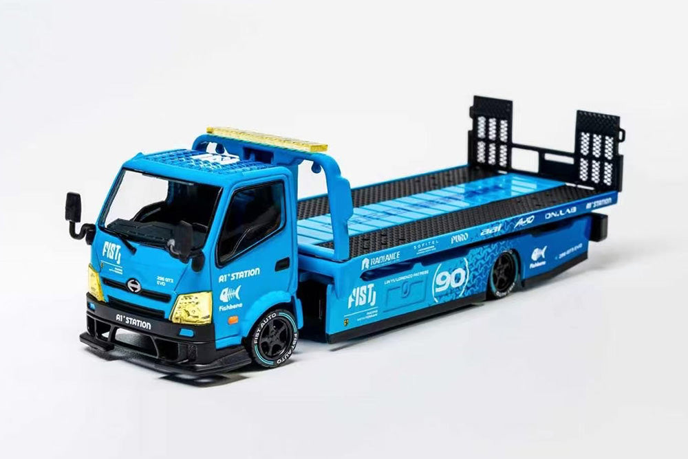 Pre Order 1/64 GCD FIST TEAM LB-TRUCKS Mitsubishi Fuso Super Great Transport x Hino300 Drop-Bed Carrier Diecast Model