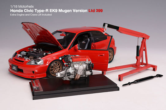1/18 Motorhelix Honda EK9 Mugen Version Red JDM Full Open Diecast Model