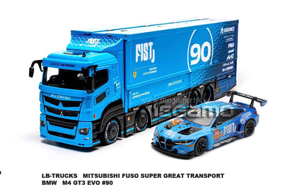Pre Order 1/64 GCD FIST TEAM LB-TRUCKS Mitsubishi Fuso Super Great Transport x Hino300 Drop-Bed Carrier Diecast Model