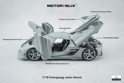 In Progress 1/18 Motorhelix Koenigsegg Jesko Attack Fully Open Diecast