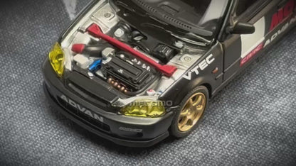 1/64 Motorhelix Honda Civic Type R EK9 Customized Motul Livery Openable Engine Cover Diecast Model