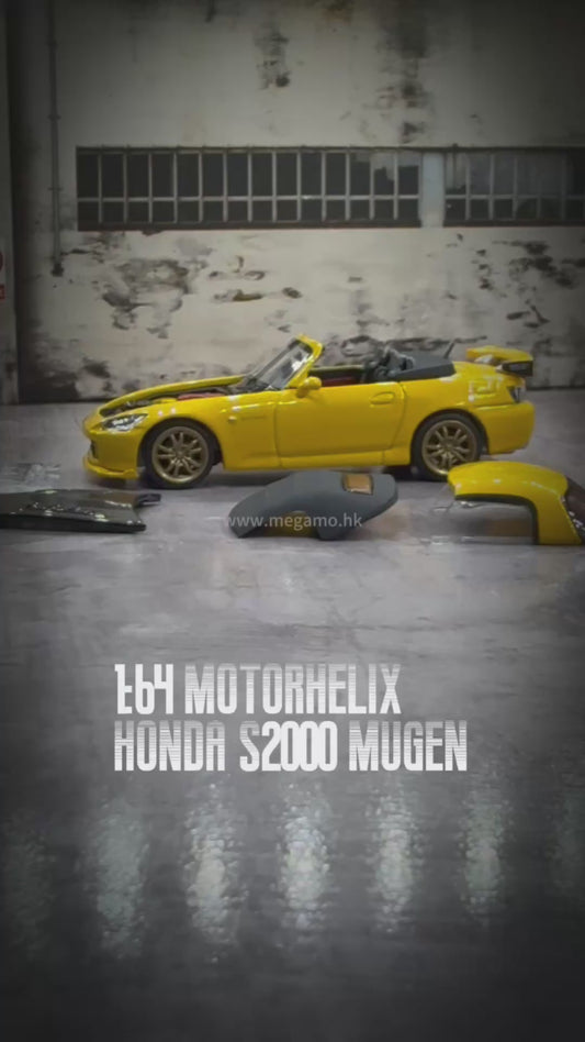 1/64 Motorhelix Honda AP2 S2000 Mugen Version Yellow Magnet Assembling Diecast Model