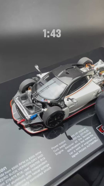1/43 LCD Pagani Huayra-R White Green Diecast Full Open
