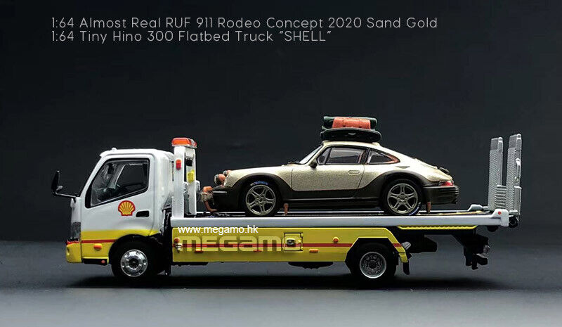 1/64 Almost Real RUF 911 Rodeo Concept + Tiny HINO 300 Flatbed Truck