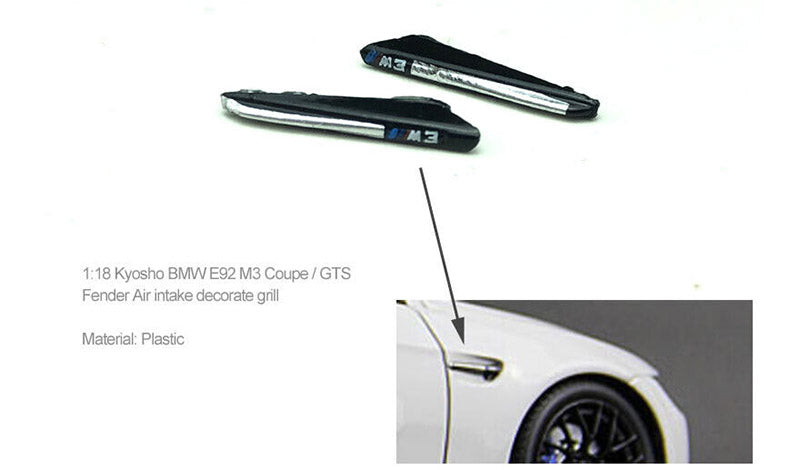 1/18 Kyosho BMW E92 M3 Coupe Fender Air Intake Decorative Grill 2 pcs Spare Parts E90 E91 E92 E93