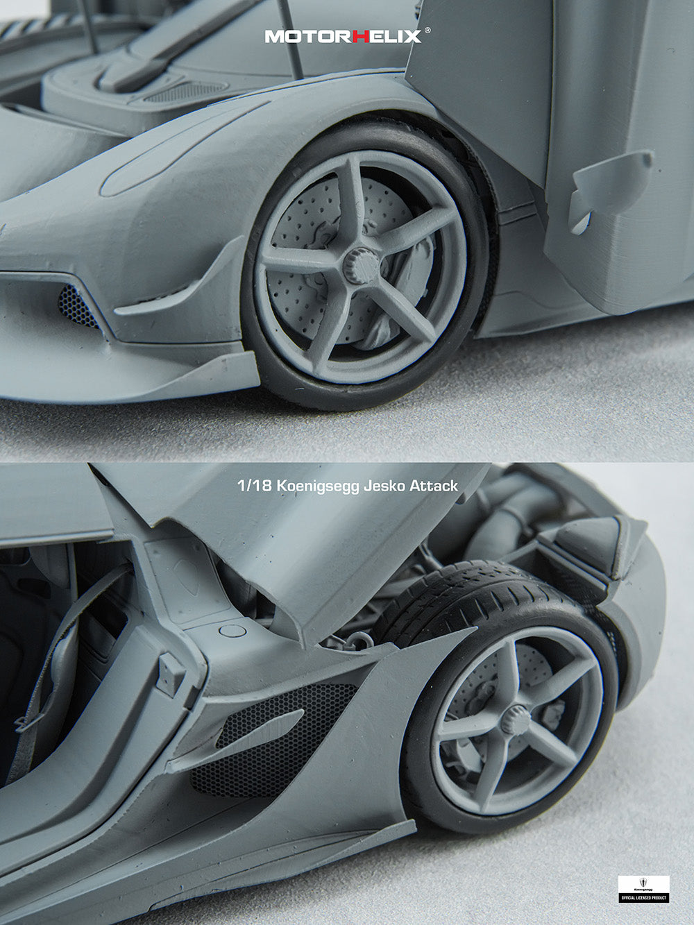 In Progress 1/18 Motorhelix Koenigsegg Jesko Attack Fully Open