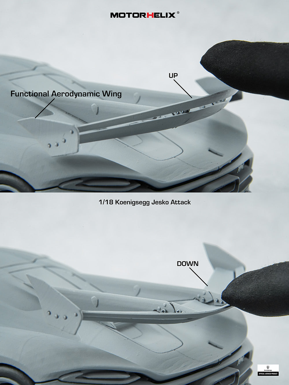 In Progress 1/18 Motorhelix Koenigsegg Jesko Attack Fully Open